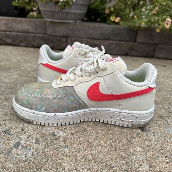 Nike Air Force 1 Crater Shoes Womens Size 6.5 CT1986 101 Summit‎ White Red - Picture 6 of 11